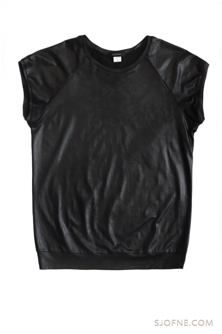 Czarna bluzeczka z miekkiej ekoskorki SJOFNE